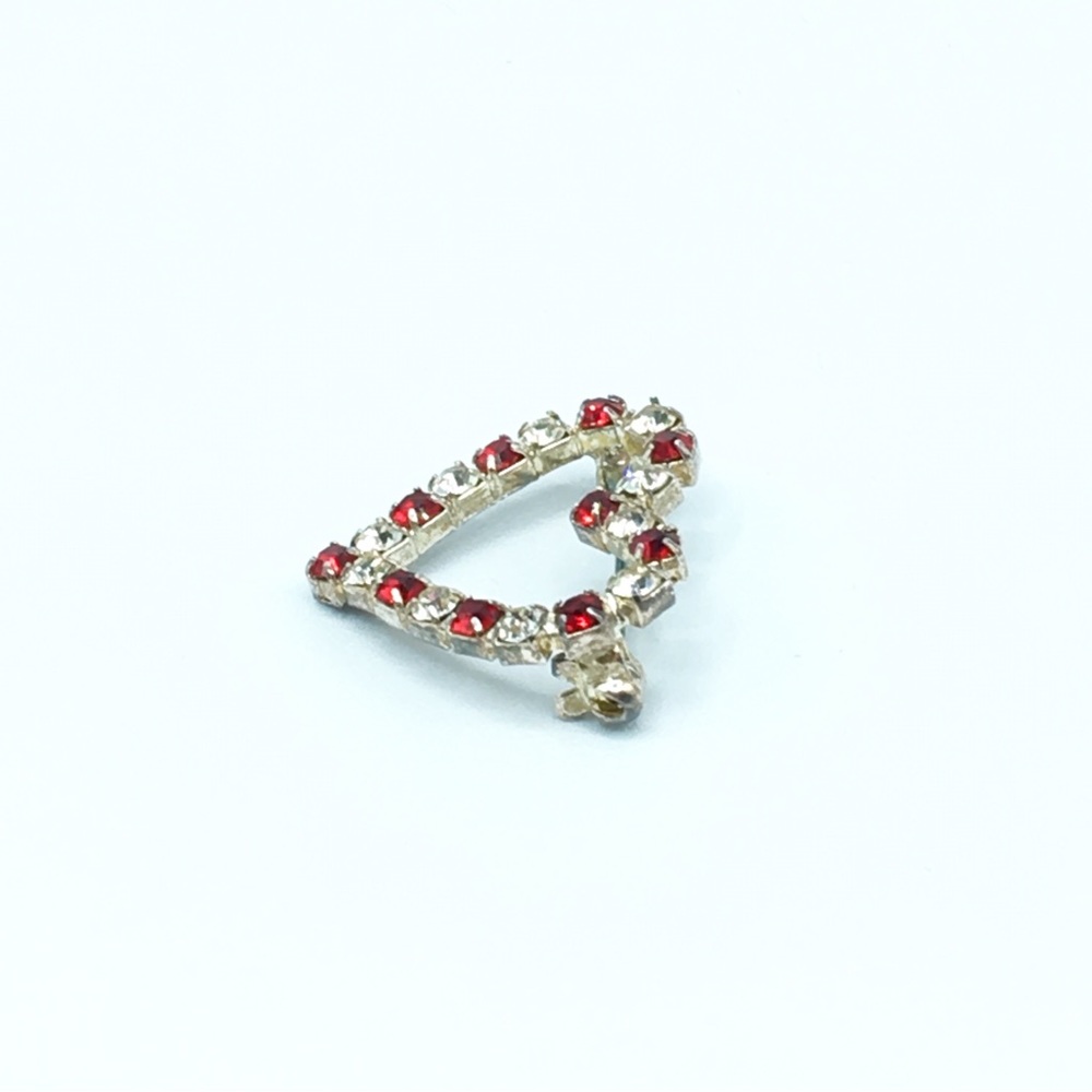Dainty Crystal and Red Rhinestone Heart Brooch Pin - Picture 4 of 10